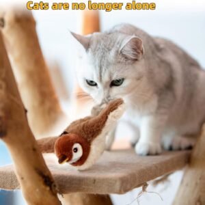 Interactive Chirping Bird Cat Toy, New Flying Interactive Flapping Chirping Bird Cat Toy, Flapping Bird Cat Toy For Indoor Bored Cats, Flapping Bird Cat Toy